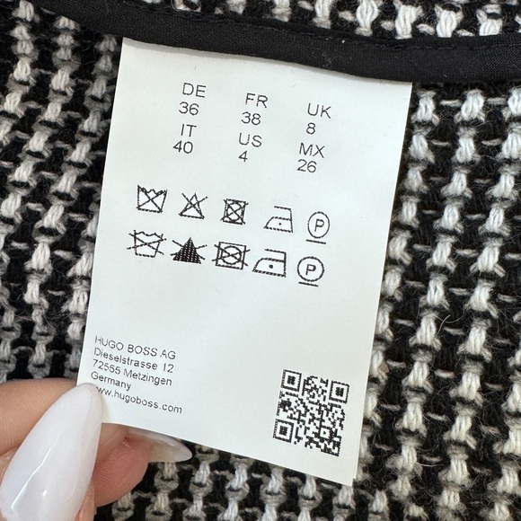 Hugo Boss Wool Blend Black and White Long Sleeve Cardigan (sz 4) - Picture 8 of 9